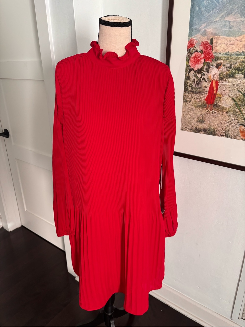 Chelsea28 Red Ruffle-Neck Blouse